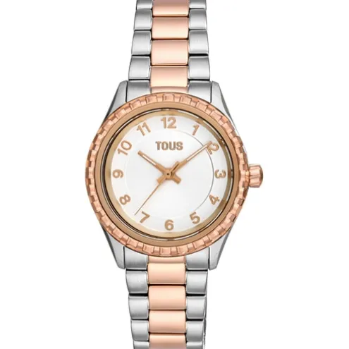 Relógio analógico com bracelete em aço e aço IPRG rosado TOUS T-Bear Kdt
