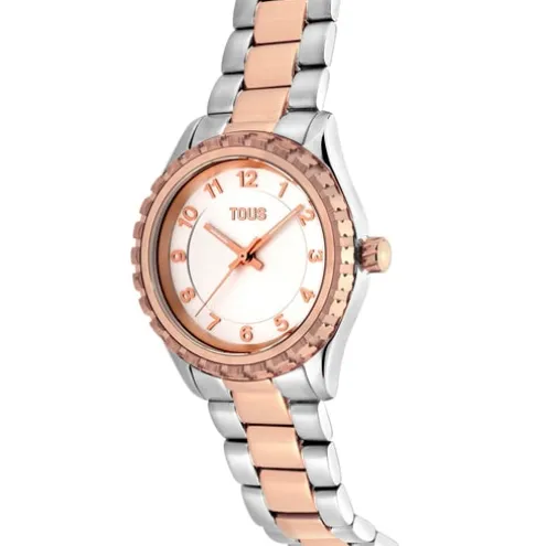 Relógio analógico com bracelete em aço e aço IPRG rosado TOUS T-Bear Kdt