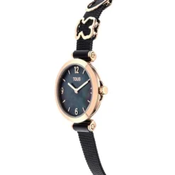Relógio analógico com bracelete em aço IP preto e aço IPRG rosa Icon Charms