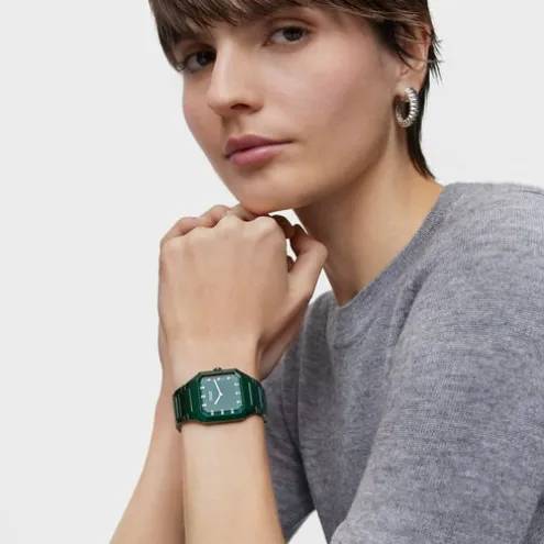 Relógio analógico com bracelete em alumínio verde Karat Squared