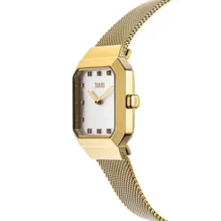 Relógio analógico com bracelete em aço IPG dourado Karat Squared