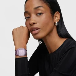 Relógio analógico com bracelete em alumínio rosa Karat Squared