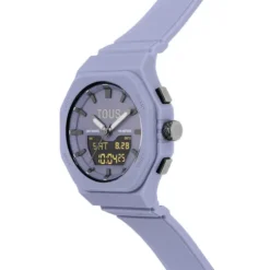 Relógio analógico/digital em aço IP lilás com bracelete em nylon lilás Bet