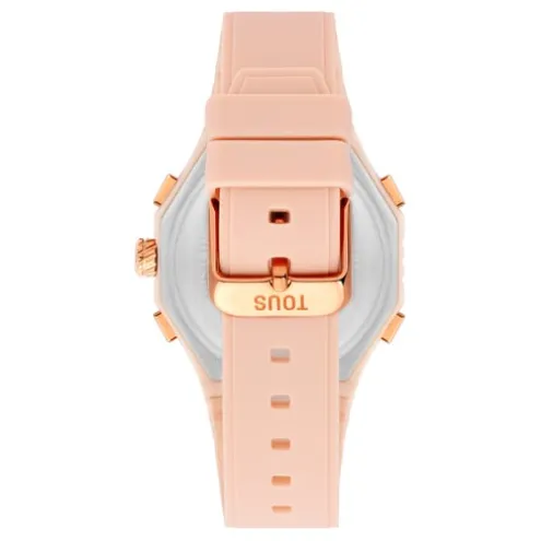 Relógio analógico/digital em aço IPRG nude com bracelete em nylon rosa Bet