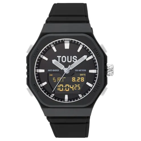 Relógio analógico/digital em aço e bracelete em nylon preto Bet