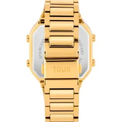 Relógio digital com bracelete em aço IPG dourado e zircónias D-BEAR