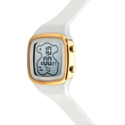 Relógio digital com correia de silicone na cor branca e caixa em aço IPG dourado TOUS B-Time
