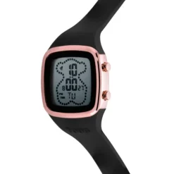 Relógio digital com correia de silicone na cor preta e caixa em aço IPRG rosado TOUS B-Time