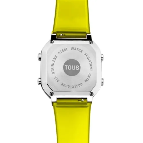Relógio digital em policarbonato amarelo e aço D-BEAR Fresh