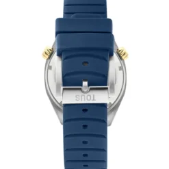 Relógio gmt automático com correia de silicone azul-marinho, caixa em aço IPG dourado e mostrador em madrepérola TOUS Now