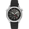 Relógio gmt automático  com correia de silicone preta, caixa em aço e mostrador em madrepérola TOUS Now