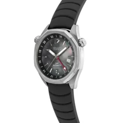 Relógio gmt automático  com correia de silicone preta, caixa em aço e mostrador em madrepérola TOUS Now