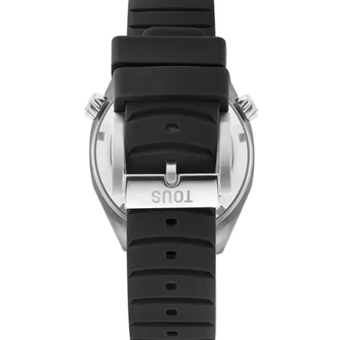 Relógio gmt automático com correia de silicone preta, caixa em aço e mostrador em madrepérola TOUS Now