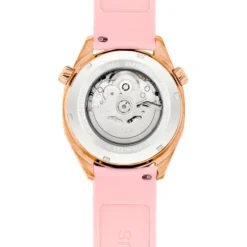 Relógio gmt automático com correia de silicone rosa, caixa em aço IPRG rosa e mostrador em madrepérola TOUS Now