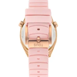 Relógio gmt automático com correia de silicone rosa, caixa em aço IPRG rosa e mostrador em madrepérola TOUS Now