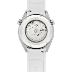 Relógio gmt automático com correia de silicone branca, caixa em aço e mostrador em madrepérola TOUS Now