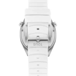 Relógio gmt automático com correia de silicone branca, caixa em aço e mostrador em madrepérola TOUS Now