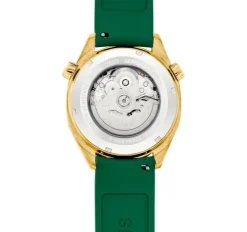Relógio gmt automático com correia de silicone verde, caixa em aço IPG dourado e mostrador em madrepérola TOUS Now