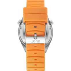 Relógio gmt automático com correia de silicone na cor salmão, caixa em aço e mostrador em madrepérola TOUS Now
