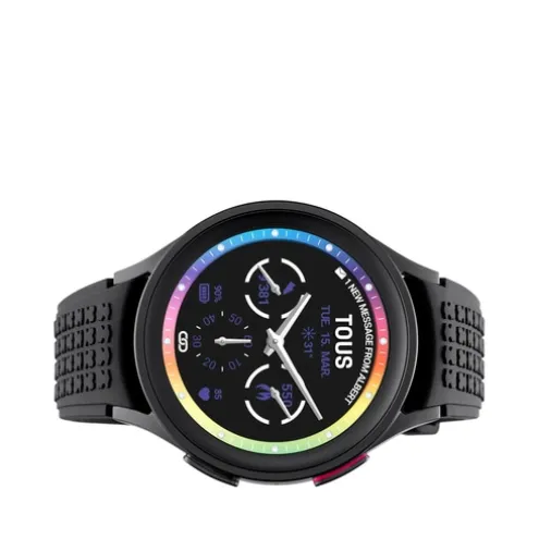 Relógio Samsung Galaxy 5 Pro X TOUS smartwatch de titânio preto com pulseira de silicone preta