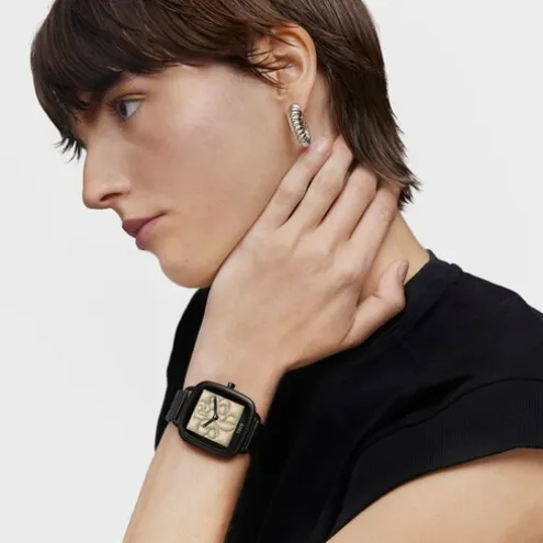Relógio smartwatch com bracelete em aço IP preto D-Connect