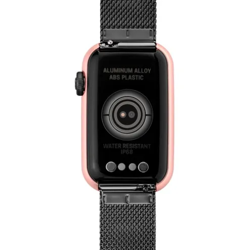 Relógio smartwatch com bracelete em aço IP cinzento e caixa de alumínio na cor IPRG rosado TOUS T-Band Mesh