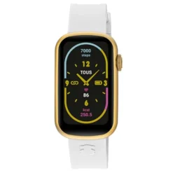 Relógio smartwatch com correia em nylon e correia em silicone branco T-Band
