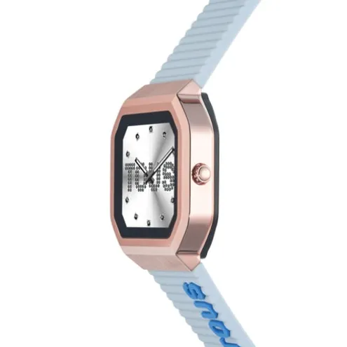 Relógio smartwatch com correia em nylon e correia em silicone azul B-Connect