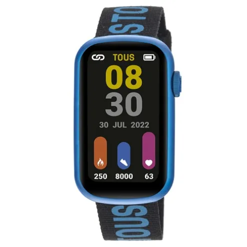 Relógio smartwatch com correia em nylon e correia em silicone azul T-Band