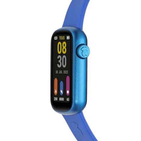 Relógio smartwatch com correia em nylon e correia em silicone azul T-Band