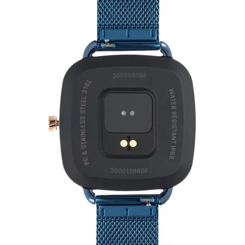Relógio smartwatch em aço IPRG rosa e bracelete em aço IP azul D-Connect