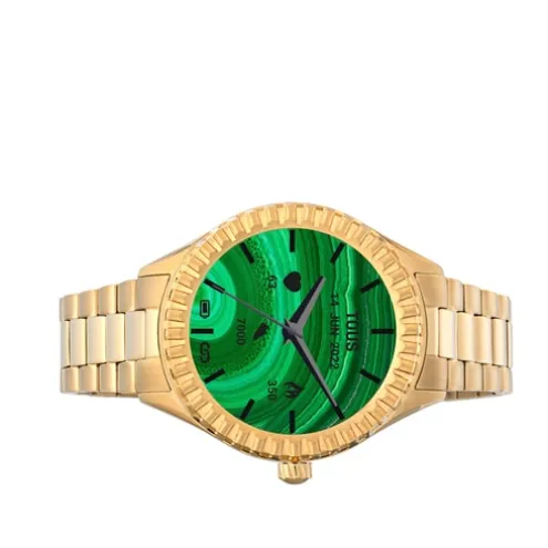 Relógio smartwatch T-Bear Connect com bracelete em aço IP dourado