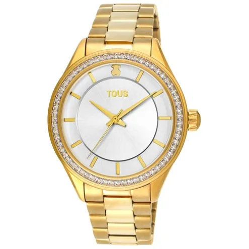 Relógio T-Shine em aço IP dourado com zircónias cúbicas