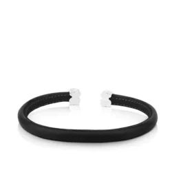 Silver and Black Leather Sweet Dolls Bracelet