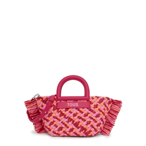 Tote bag em ráfia média fúcsia TOUS Dora