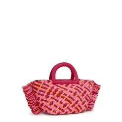 Tote bag em ráfia média fúcsia TOUS Dora