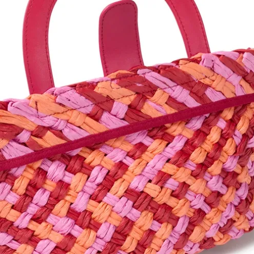 Tote bag em ráfia média fúcsia TOUS Dora