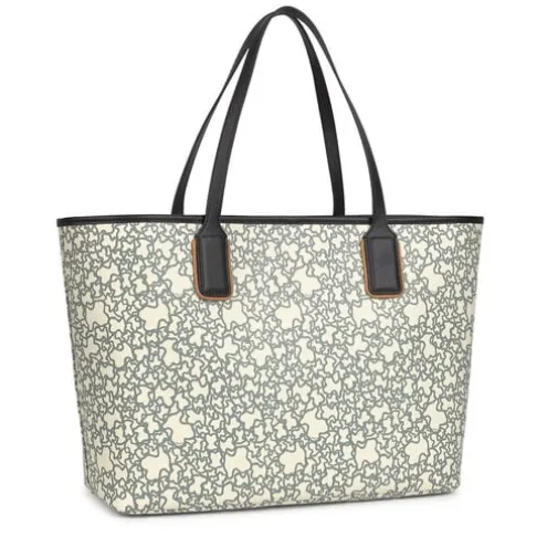Tote bag grande Kaos Mini bege e preta com nécessaire