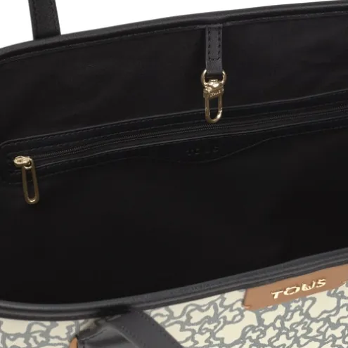 Tote bag grande Kaos Mini bege e preta com nécessaire