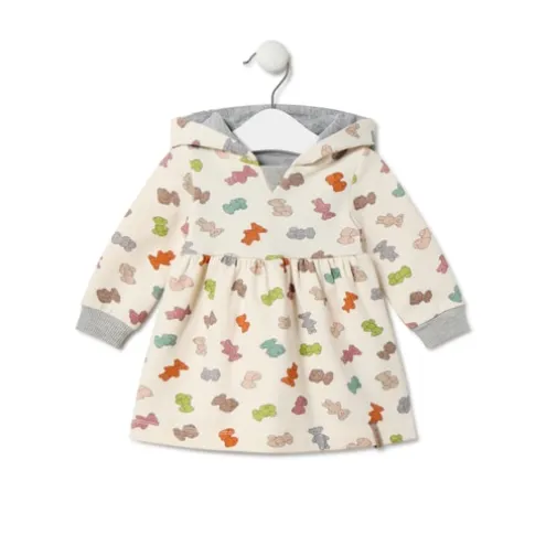 Vestido de menina com capuz Grey cor crua