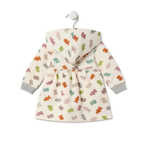 Vestido de menina com capuz Grey cor crua