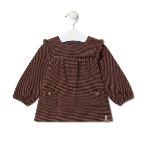 Vestido de menina às riscas Black cor-de-laranja