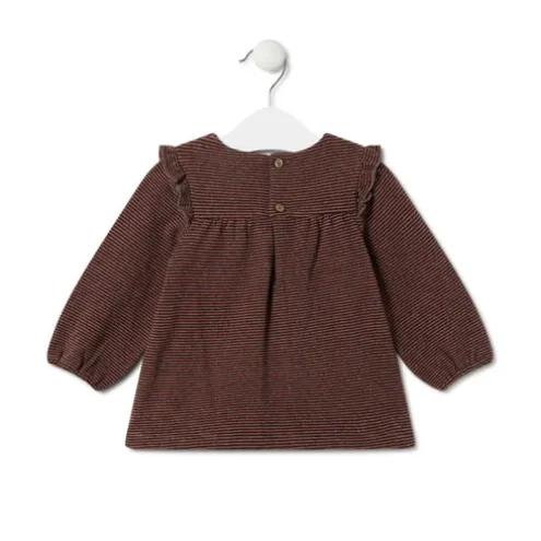 Vestido de menina às riscas Black cor-de-laranja